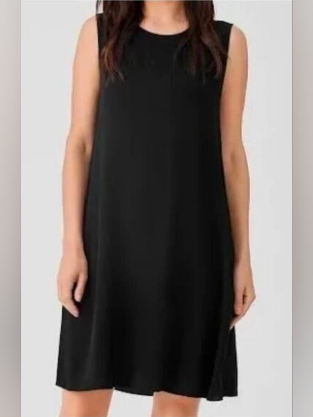 Eileen Fisher Black tank dress faux wrap SP